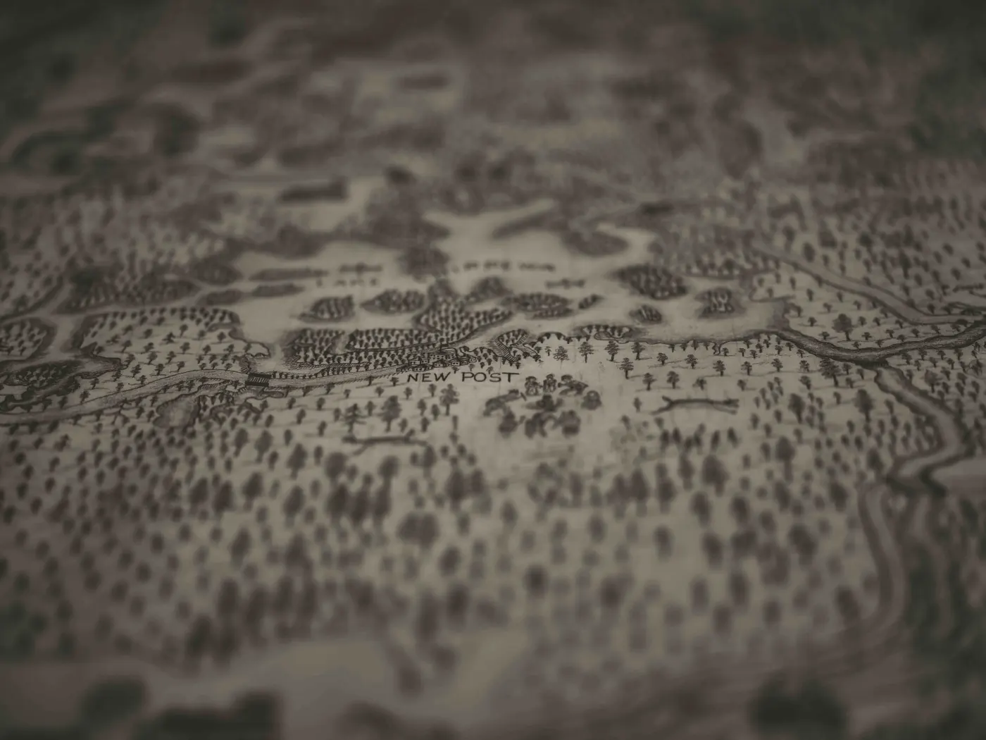 Hand-drawn map of the region — paper detail